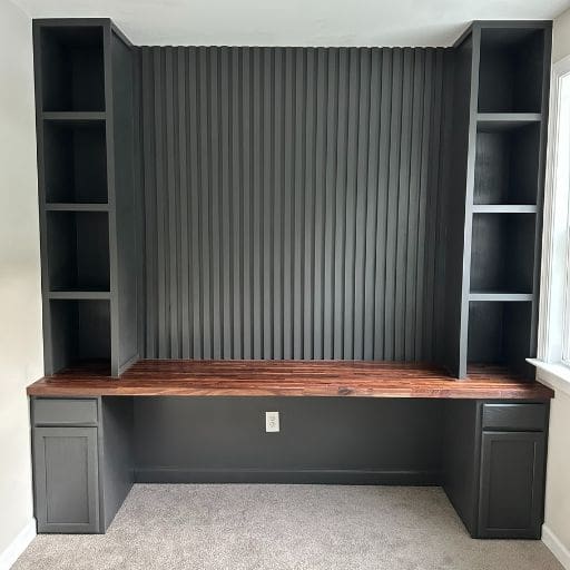 entertain center office desks A white wall